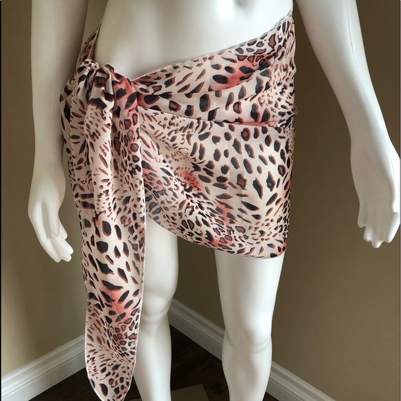 Scarf Wrap Sarong Leopard Print Bathing Suit Bikini Cover Up Summer Essential - Picture 5 of 6